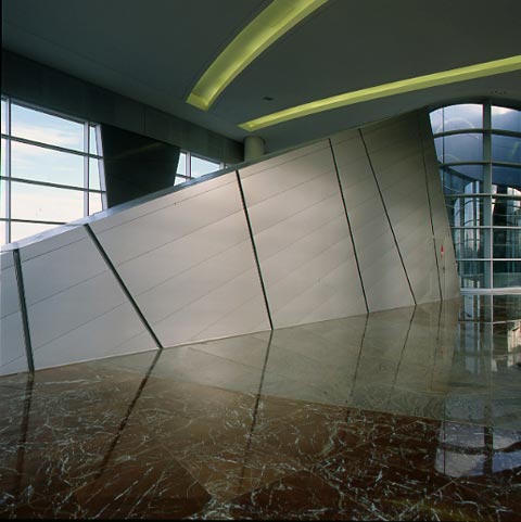 Entrance of American architecture studio Arquitectonica's auditorium in Dijon, architect Dean Lewis, photo Paul Maurer
